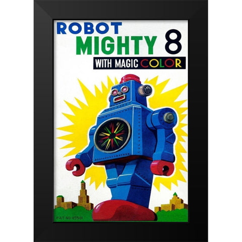 Robot Mighty 8 with Magic Color Black Modern Wood Framed Art Print by Retrobot