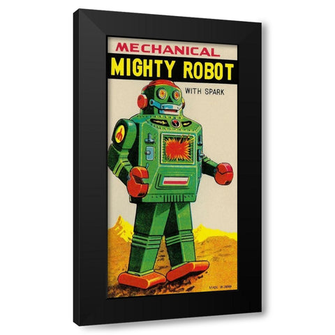 Mechanical Mighty Robot Black Modern Wood Framed Art Print by Retrobot