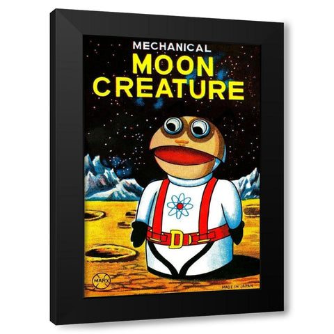 Mechanical Moon Creature Black Modern Wood Framed Art Print with Double Matting by Retrobot