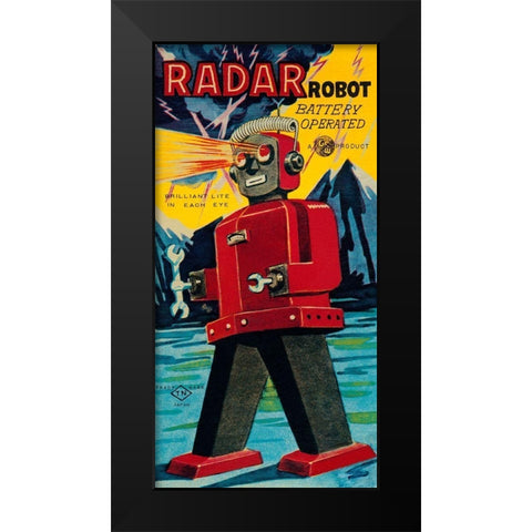 Radar Robot Black Modern Wood Framed Art Print by Retrobot