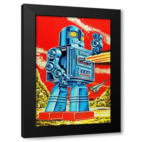 Robo - Movido a Pilhas Black Modern Wood Framed Art Print by Retrobot