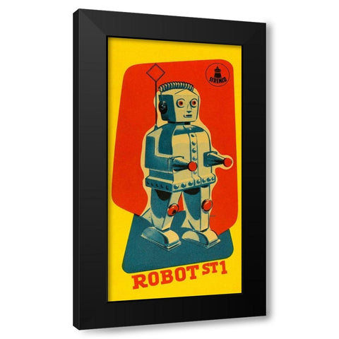 Robot ST1 Black Modern Wood Framed Art Print by Retrobot