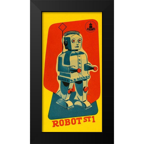 Robot ST1 Black Modern Wood Framed Art Print by Retrobot