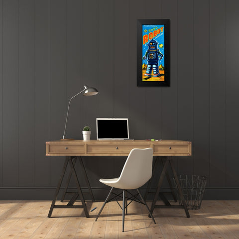 Roby Robot Black Modern Wood Framed Art Print by Retrobot
