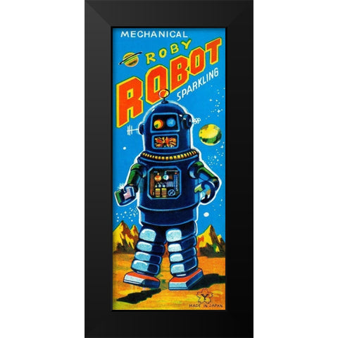 Roby Robot Black Modern Wood Framed Art Print by Retrobot