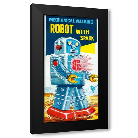 Mechanical Walking Robot with Spark Black Modern Wood Framed Art Print with Double Matting by Retrobot