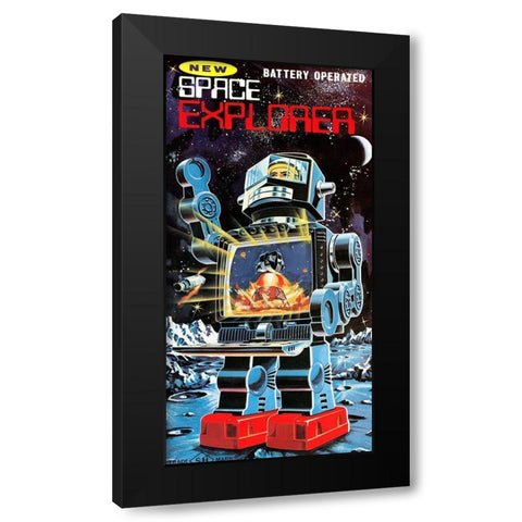 Battery Operated Space Explorer Black Modern Wood Framed Art Print with Double Matting by Retrobot