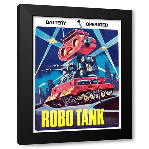 Robo Tank Black Modern Wood Framed Art Print by Retrobot