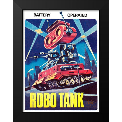 Robo Tank Black Modern Wood Framed Art Print by Retrobot