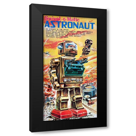 Swivel-o-Matic Astronaut Black Modern Wood Framed Art Print by Retrobot