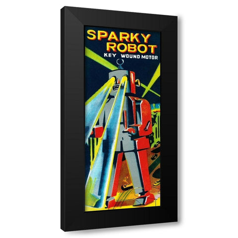 Sparky Robot Black Modern Wood Framed Art Print by Retrobot