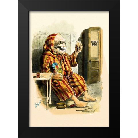 Death Takes a Bath Black Modern Wood Framed Art Print by Frusius