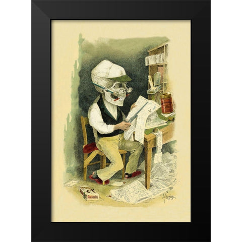 Death in the Headlines Black Modern Wood Framed Art Print by Frusius
