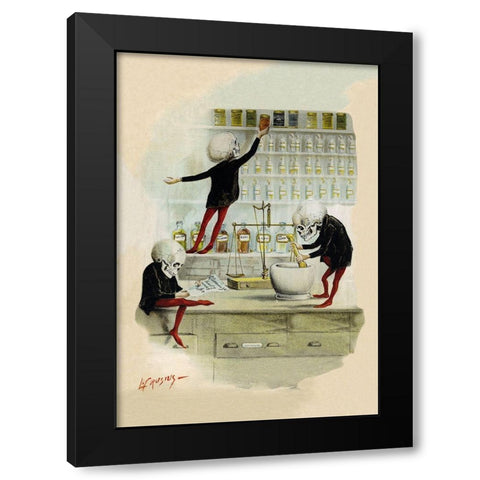 Death in the Lab Black Modern Wood Framed Art Print by Frusius