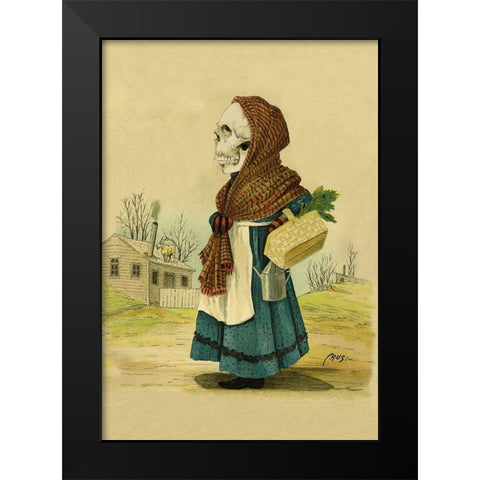 Death Comes from the  Market Black Modern Wood Framed Art Print by Frusius