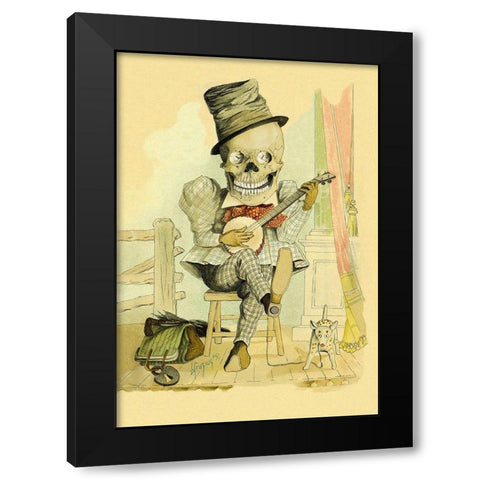 Death Picks a Tune Black Modern Wood Framed Art Print by Frusius