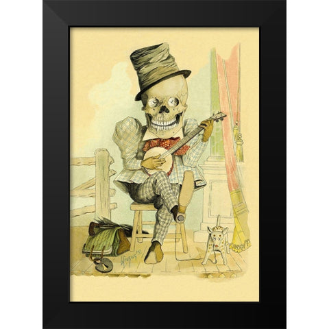 Death Picks a Tune Black Modern Wood Framed Art Print by Frusius