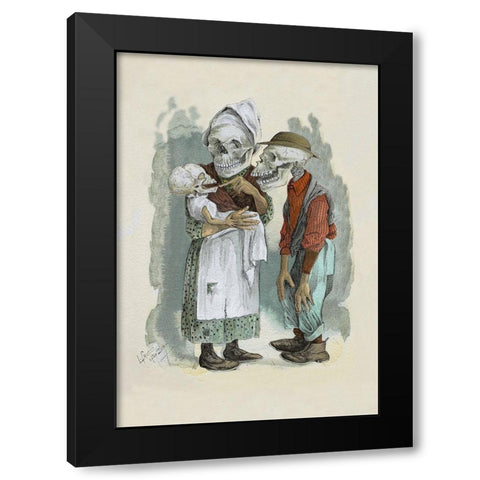 Death in the Family Black Modern Wood Framed Art Print by Frusius