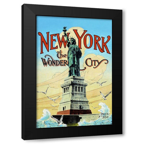 New York; The Wonder City Black Modern Wood Framed Art Print with Double Matting by Retrotravel