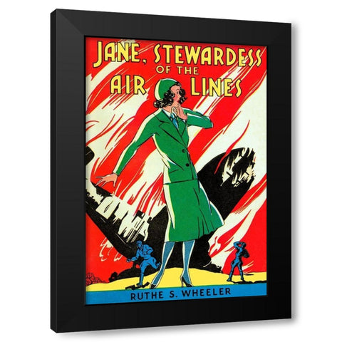 Jane, Stewardes of the Air Lines Black Modern Wood Framed Art Print by Retrotravel