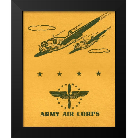 Army Air Corps Black Modern Wood Framed Art Print by Retrotravel