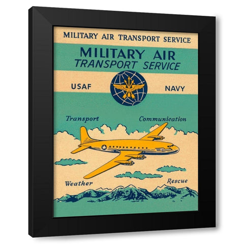 Military Air Transport Service Black Modern Wood Framed Art Print with Double Matting by Retrotravel