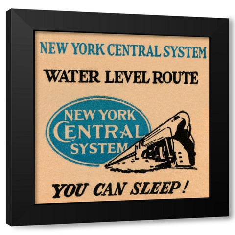 New York Central System Water Level Route Black Modern Wood Framed Art Print with Double Matting by Retrotravel