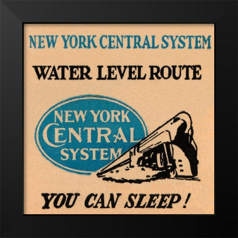 New York Central System Water Level Route Black Modern Wood Framed Art Print by Retrotravel