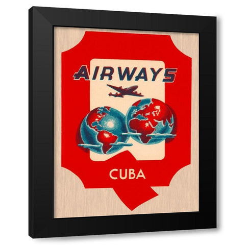 Q Airways Cuba Black Modern Wood Framed Art Print with Double Matting by Retrotravel