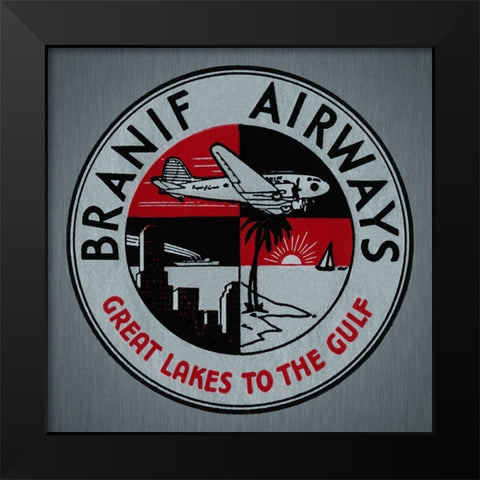 Branif Airways - Great Lakes to the Gulf Black Modern Wood Framed Art Print by Retrotravel