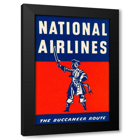 Nation Airlines - The Buccaneer Route Black Modern Wood Framed Art Print by Retrotravel