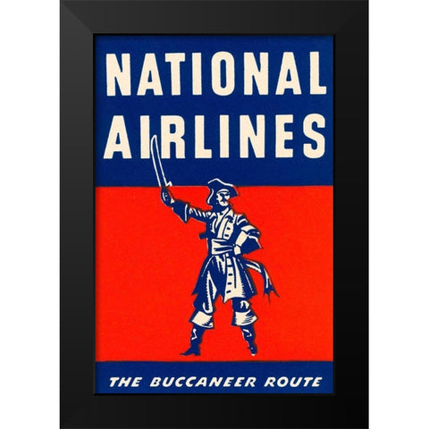 Nation Airlines - The Buccaneer Route Black Modern Wood Framed Art Print by Retrotravel