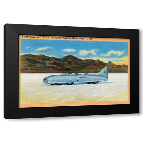 Worlds Fastest Speedway Black Modern Wood Framed Art Print by Retrotravel