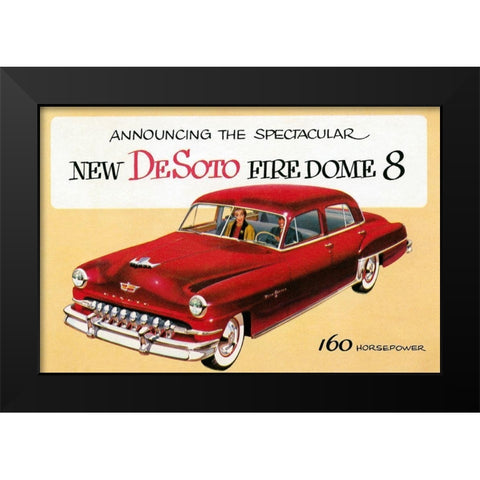New DeSoto Firedome 8 Black Modern Wood Framed Art Print by Retrotravel