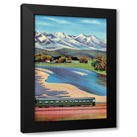 Northern Pacific Passenger Excursion Black Modern Wood Framed Art Print with Double Matting by Retrotravel