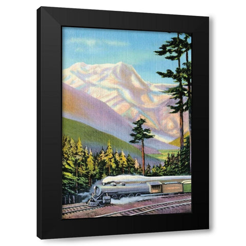 Steaming Through the Valley Black Modern Wood Framed Art Print by Retrotravel