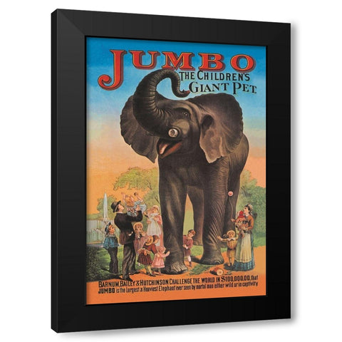Jumbo - The Childrens Giant Pet Black Modern Wood Framed Art Print with Double Matting by Vintage Elephant