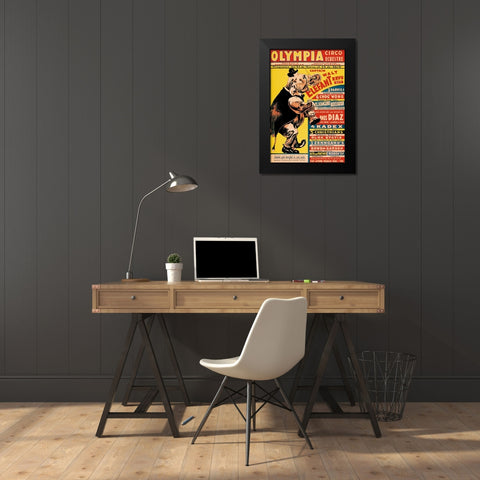 Olympia Circo Ecuestre - Olympia Circus Black Modern Wood Framed Art Print by Vintage Elephant