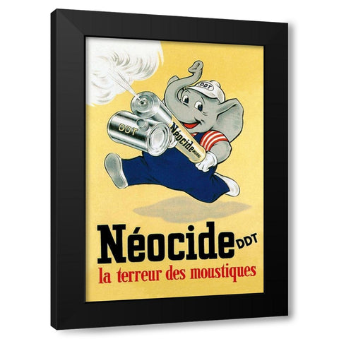 Neocide DDT - La Terreur des Moustiques Black Modern Wood Framed Art Print by Vintage Elephant