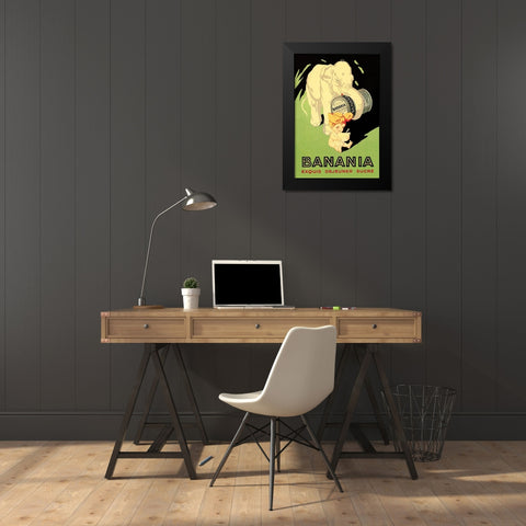 Banania Exquis Dejeuner Sucre Black Modern Wood Framed Art Print by Vintage Elephant