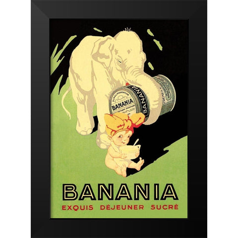 Banania Exquis Dejeuner Sucre Black Modern Wood Framed Art Print by Vintage Elephant