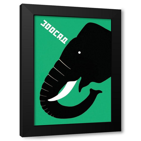 The Zoo - Elephant Black Modern Wood Framed Art Print by Bulanov, Dmitrii