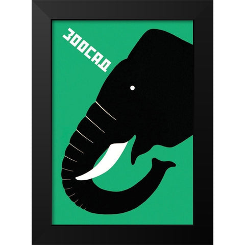 The Zoo - Elephant Black Modern Wood Framed Art Print by Bulanov, Dmitrii