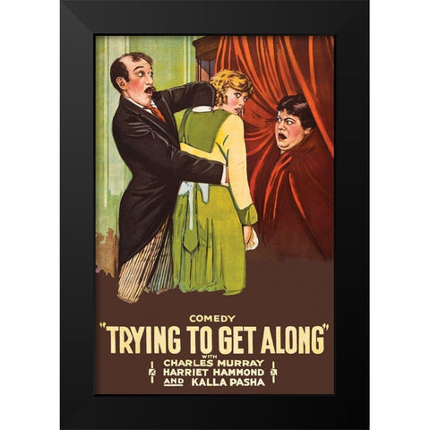 Trying to get along Black Modern Wood Framed Art Print by Unknown 20th Century American Illustrator