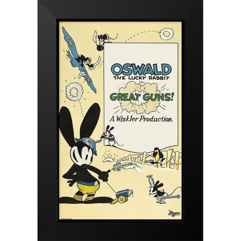 Oswald the lucky rabbit Black Modern Wood Framed Art Print by Unknown 20th Century American Illustrator
