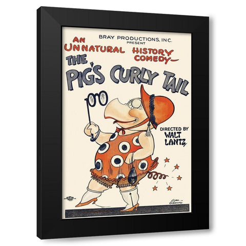 Movie Poster: The Pigs Curly Tail Black Modern Wood Framed Art Print by Unknown 20th Century American Illustrator