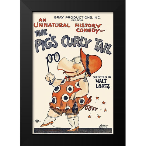 Movie Poster: The Pigs Curly Tail Black Modern Wood Framed Art Print by Unknown 20th Century American Illustrator