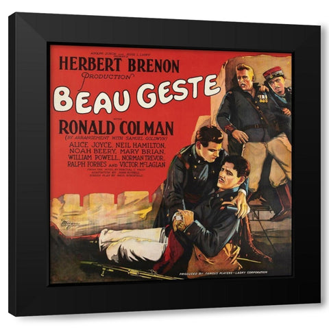 Movie Poster: Ronald Colman - Beau Geste Black Modern Wood Framed Art Print with Double Matting by Unknown 20th Century American Illustrator