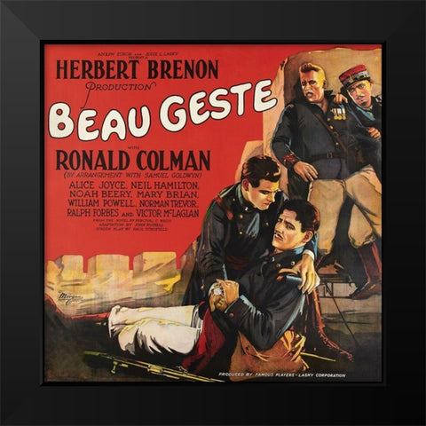 Movie Poster: Ronald Colman - Beau Geste Black Modern Wood Framed Art Print by Unknown 20th Century American Illustrator