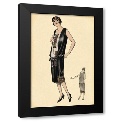 Elegance in Black Black Modern Wood Framed Art Print by Vintage Fashion